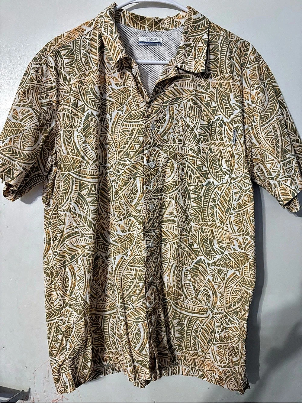 Columbia Men's PFG Bahama II Short Sleeve Shirt Bahama II Geometric Shirt Brown